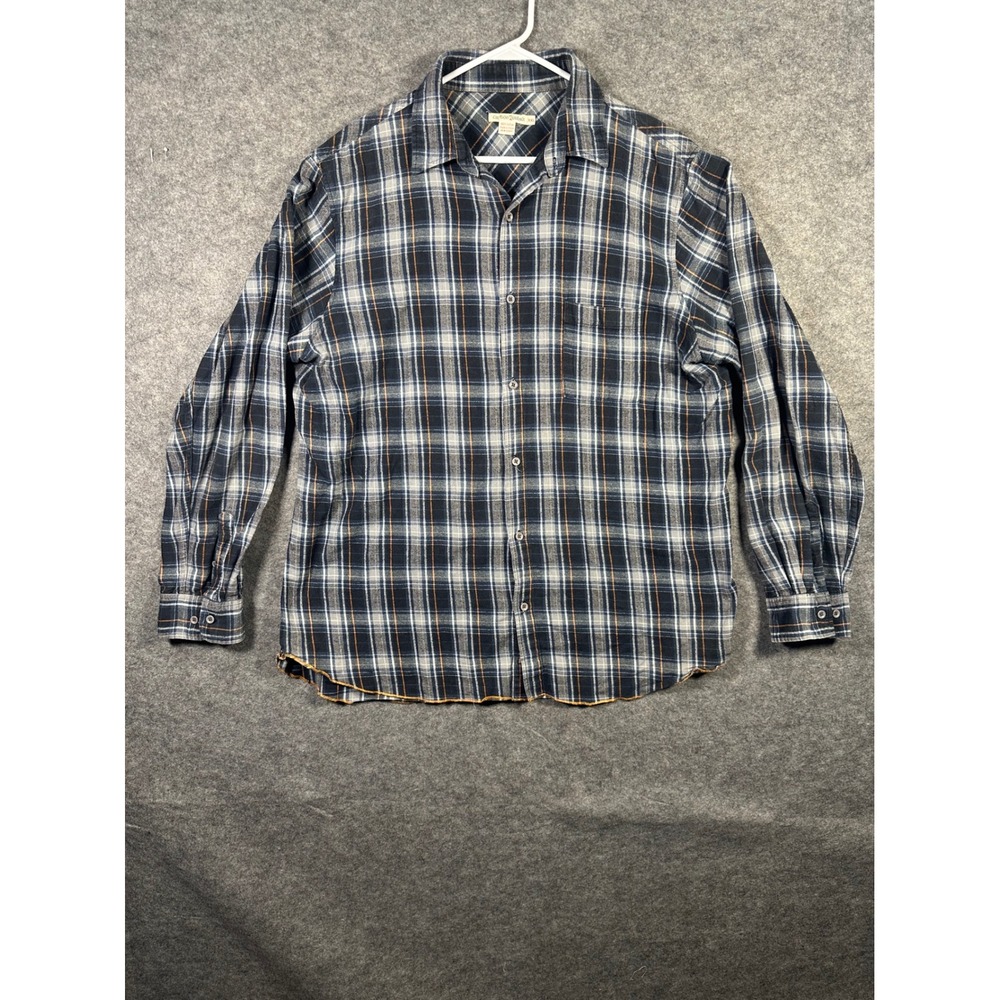 Carbon 2 Cobalt XXL Flannel Shirt Mens Blue Plaid Long Sleeve Button Down Casual
